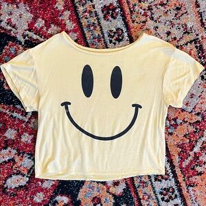 Yellow Smiley Face Cropped T-Shirt
